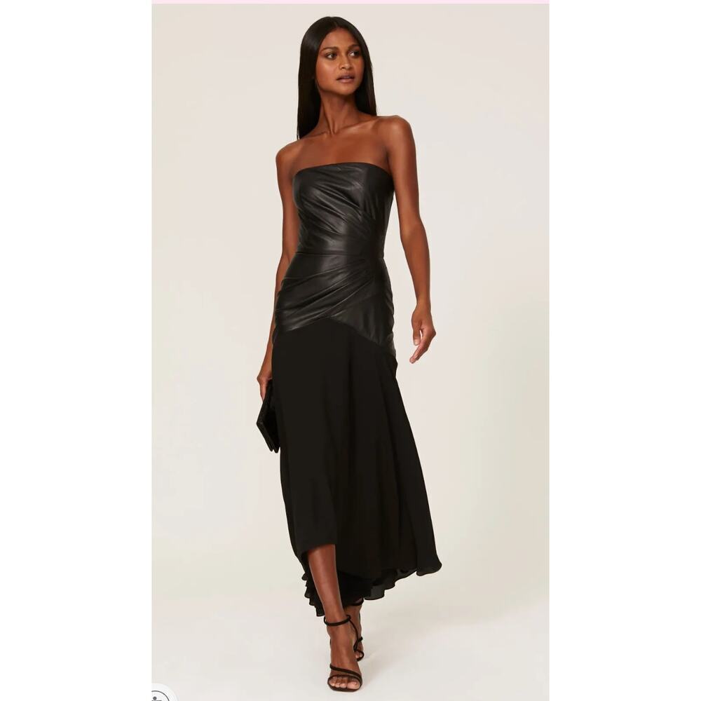 Shoshanna Rustin Faux Leather Gown in Black size 4
